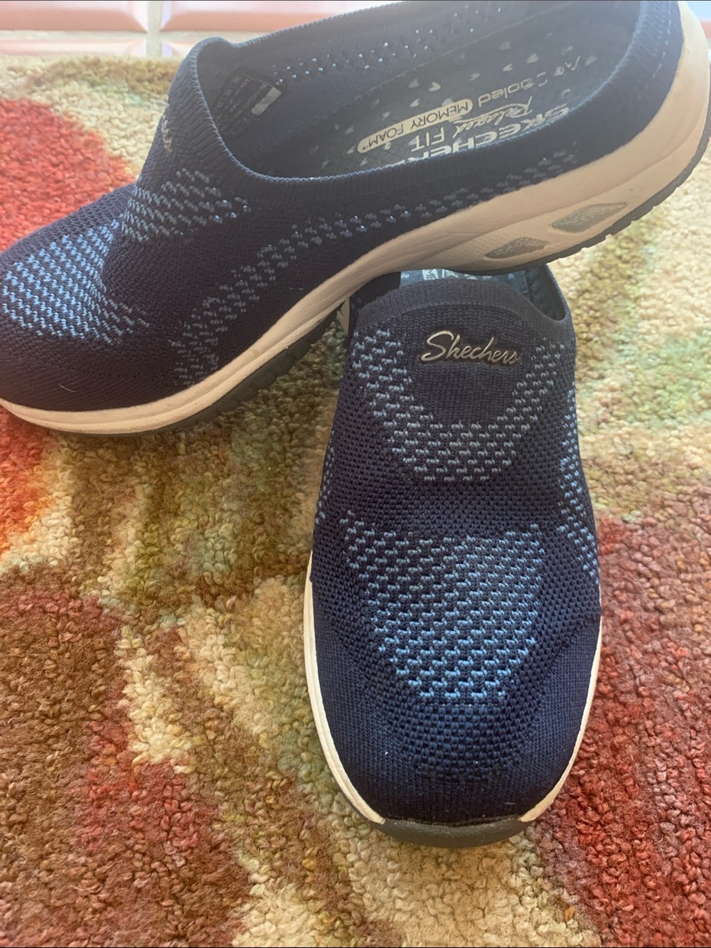 Skechers Navy and Light Navy Slip-On Knit Sneakers - Picture 3 of 5